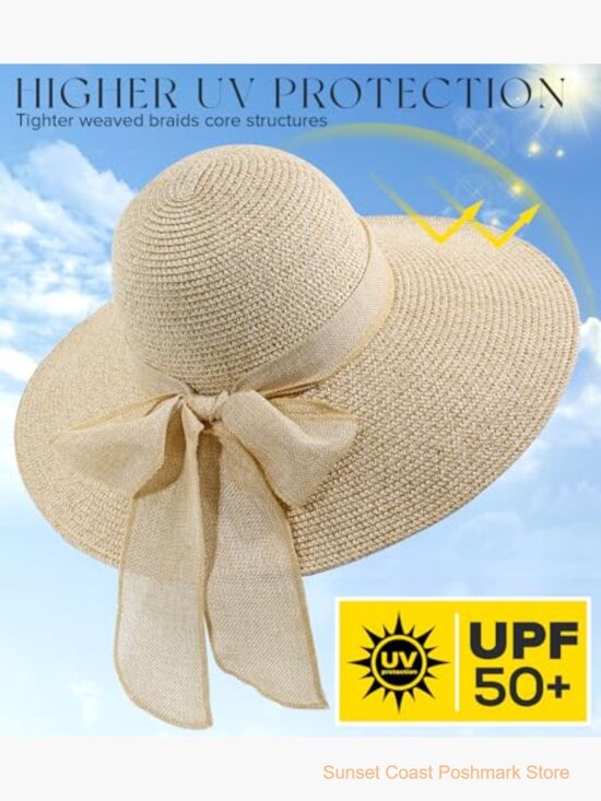 Wide Brim Straw Hat UPF 50 Packable Floppy Sun Hat main image 5